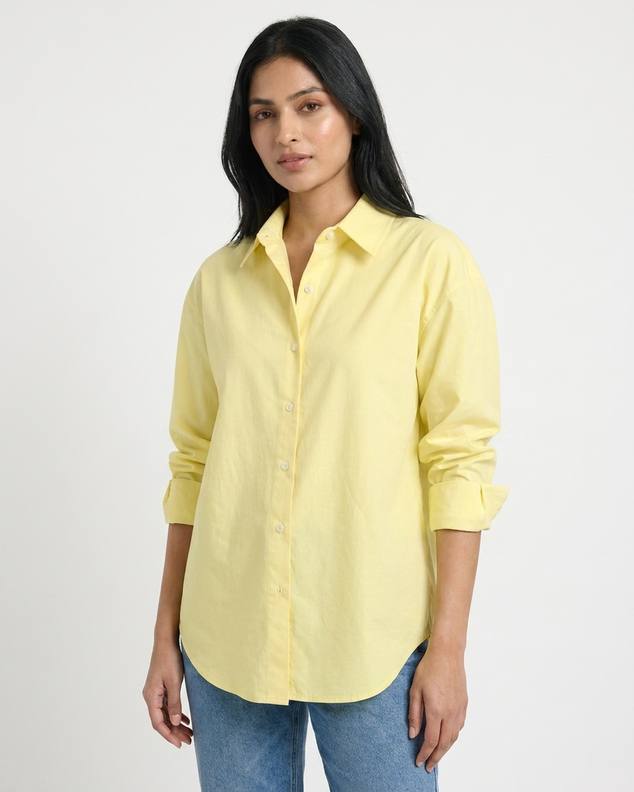 Butter Yellow Essential Long Sleeve Oversized Shirt