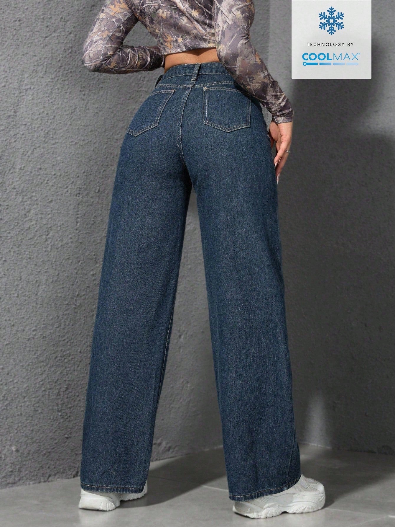 High-Waist CoolMax Wide-Leg Jeans for Women – Breathable All-Day Comfort Denim