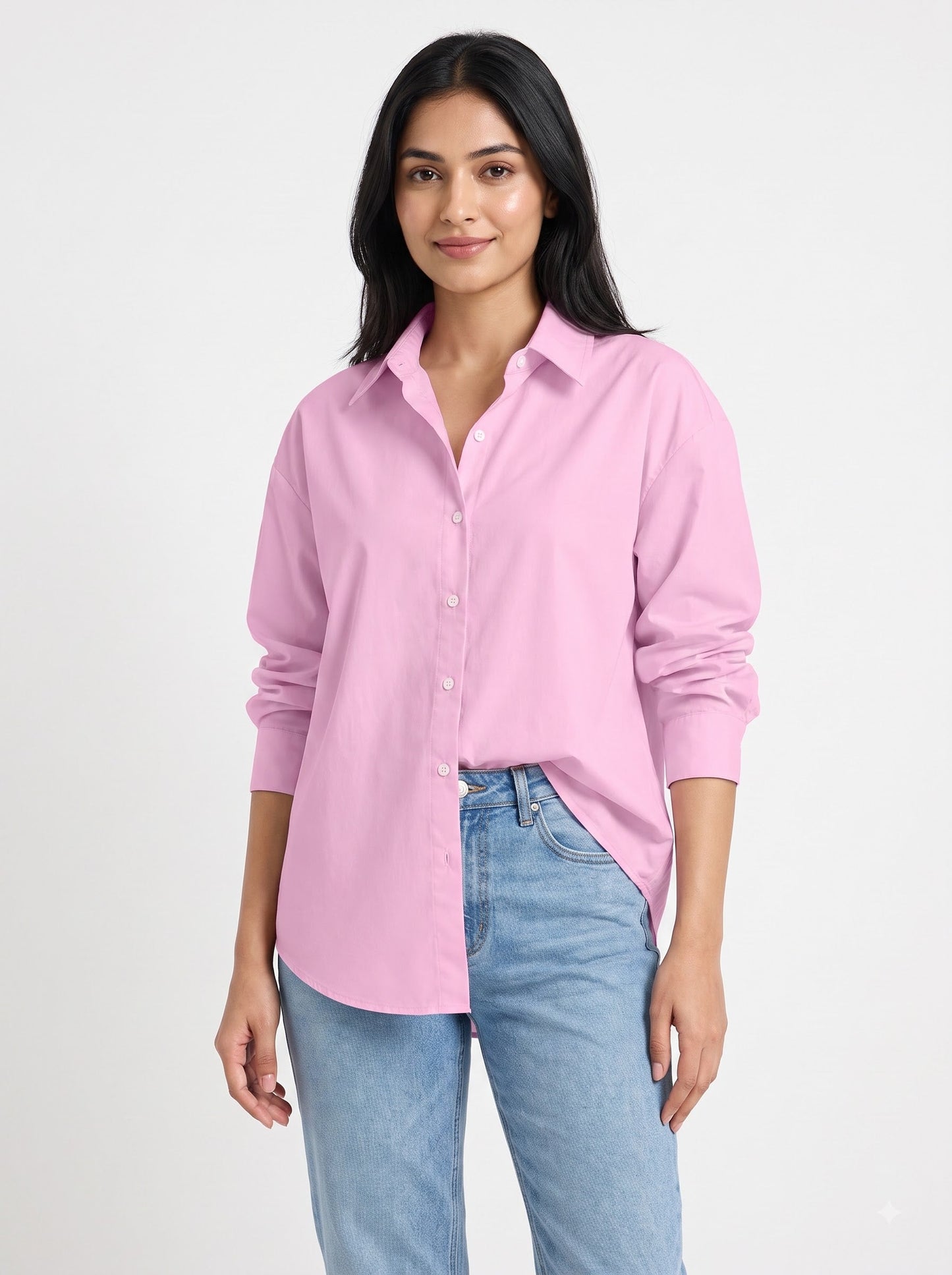 Blush Pink Essential Long Sleeve Oversized Shirt