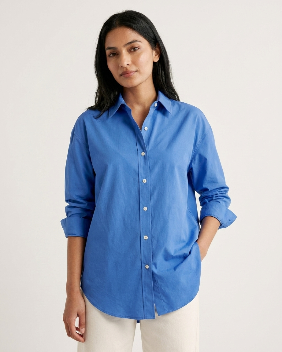 Royal Blue Essential Long Sleeve Oversized Shirt