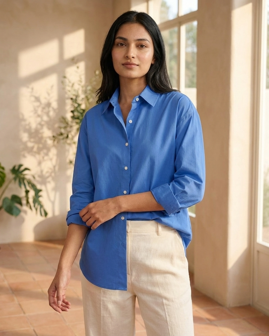 Royal Blue Essential Long Sleeve Oversized Shirt