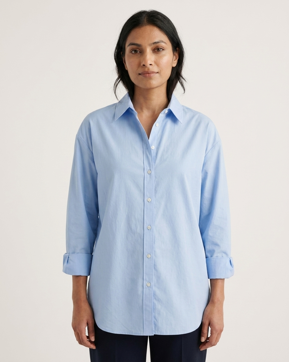Sky Blue Essential Long Sleeve Oversized Shirt