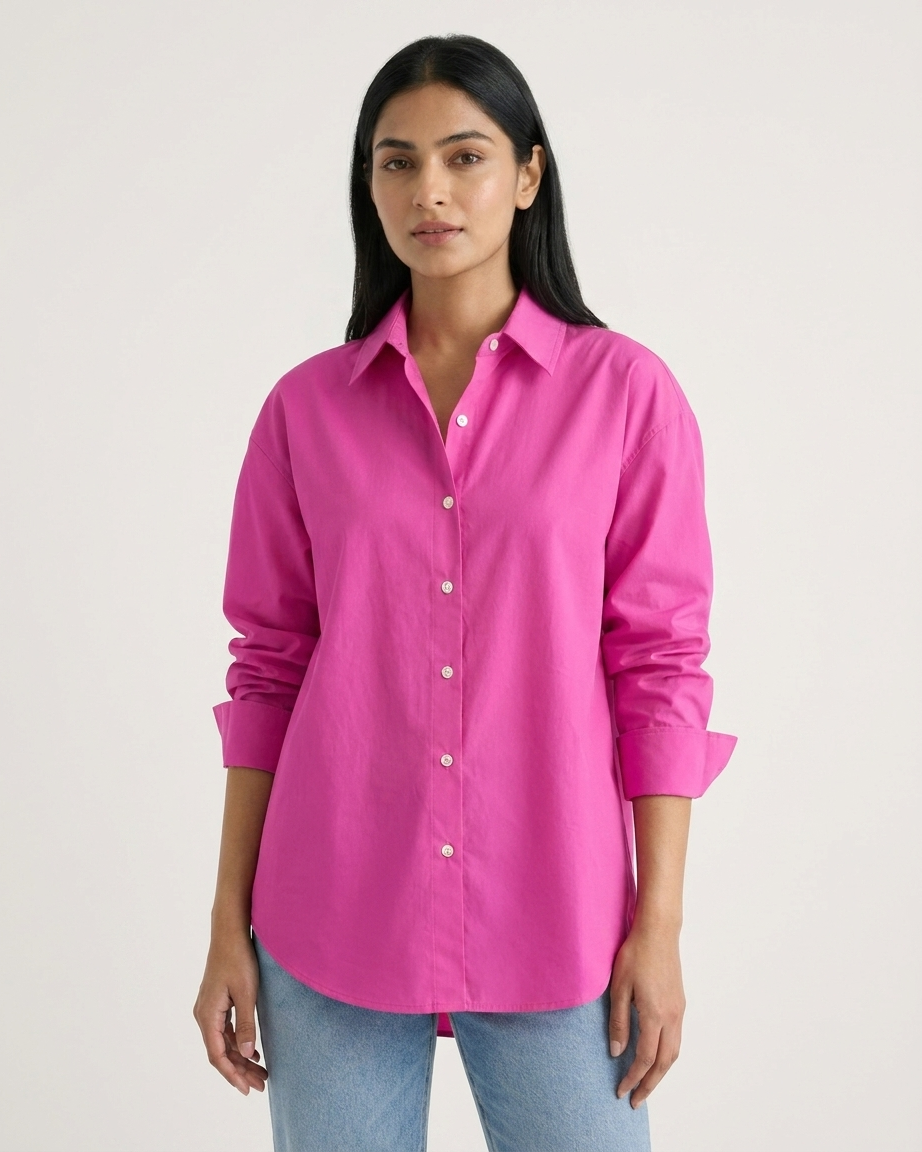 Hot Pink Essential Long Sleeve Oversized Shirt