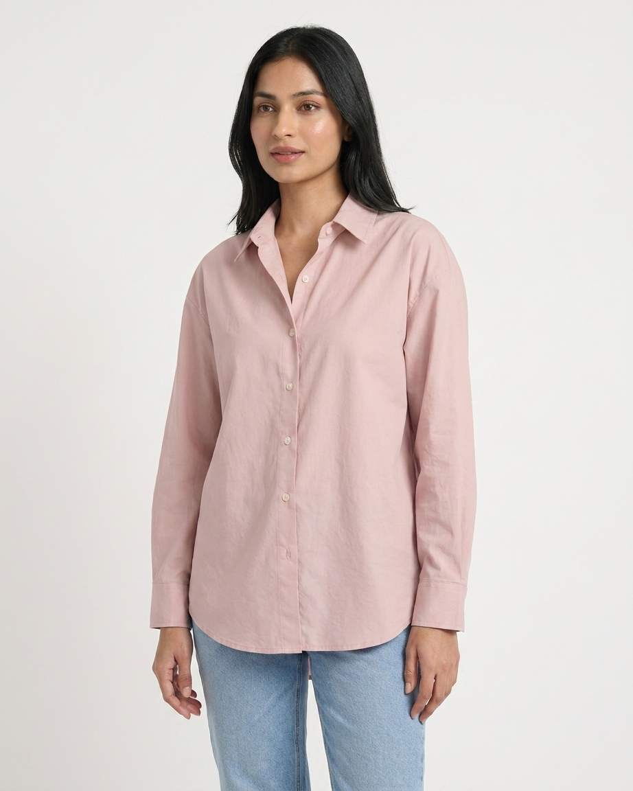 Blush Pink Essential Long Sleeve Oversized Shirt