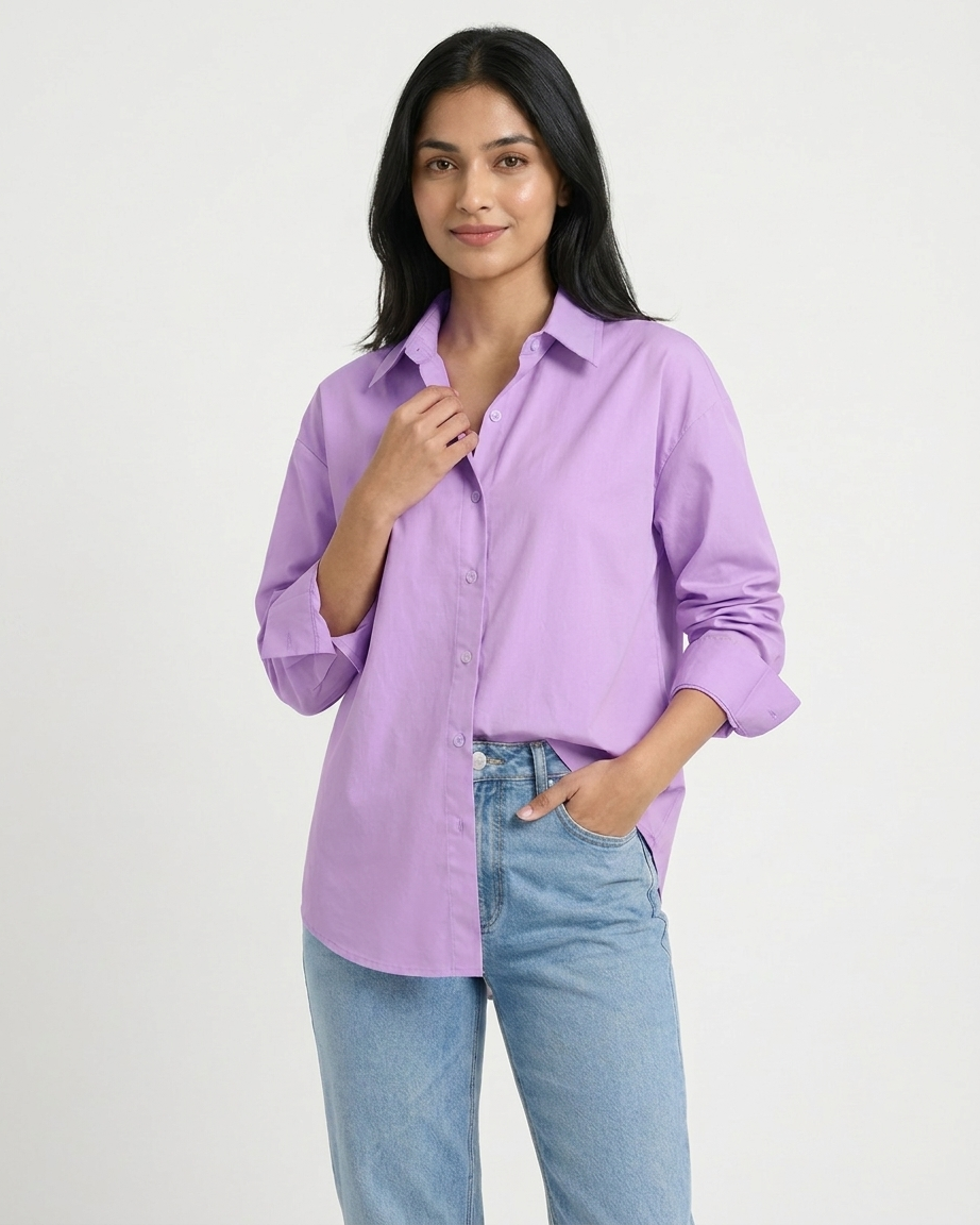 Lavender Essential Long Sleeve Oversized Shirt