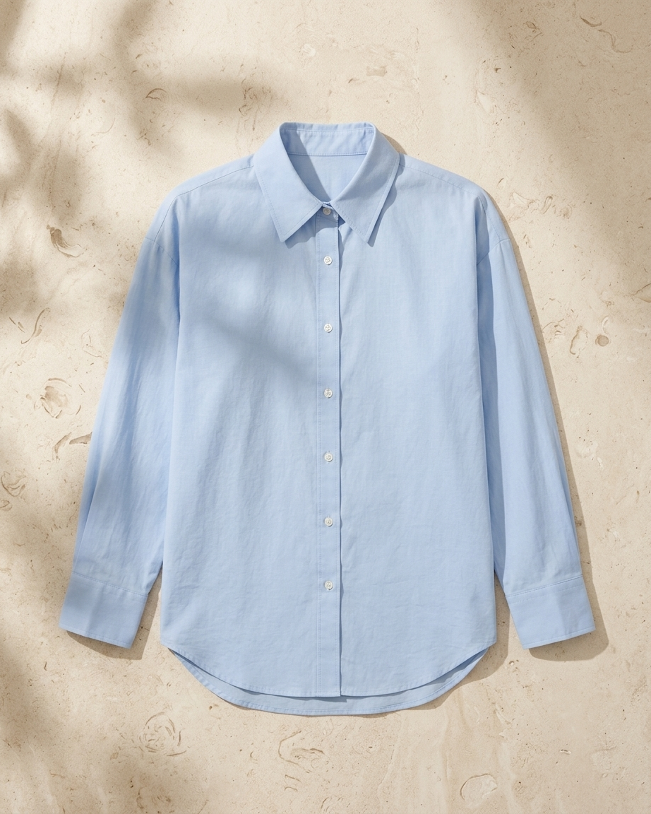 Sky Blue Essential Long Sleeve Oversized Shirt