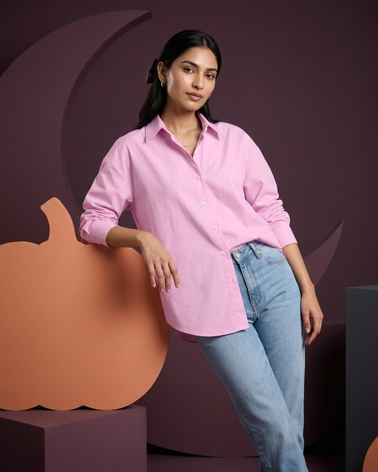 Blush Pink Essential Long Sleeve Oversized Shirt