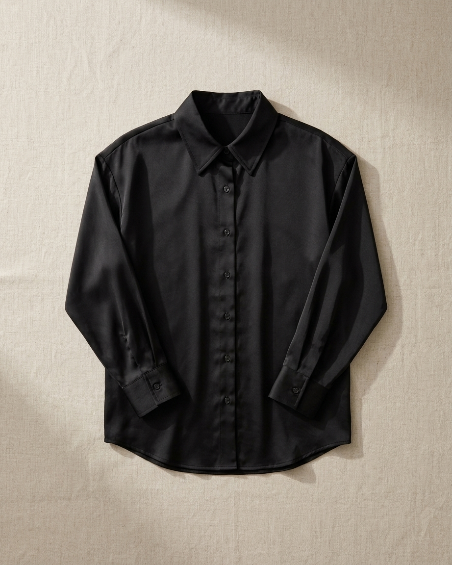 Black Essential Long Sleeve Oversized Shirt