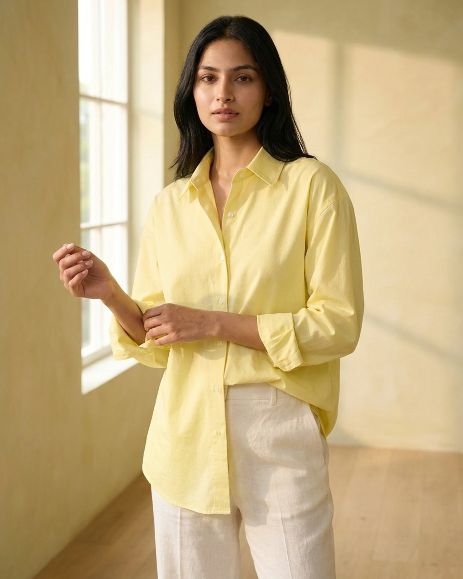 Butter Yellow Essential Long Sleeve Oversized Shirt