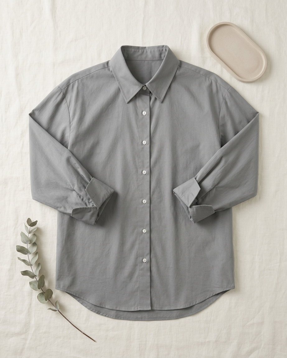 Grey Essential Long Sleeve Oversized Shirt