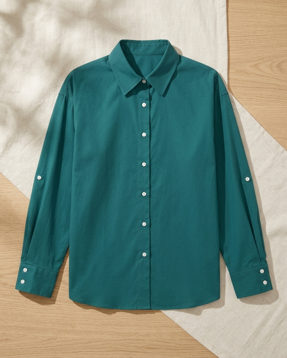 Emerald Green Essential Long Sleeve Oversized Shirt