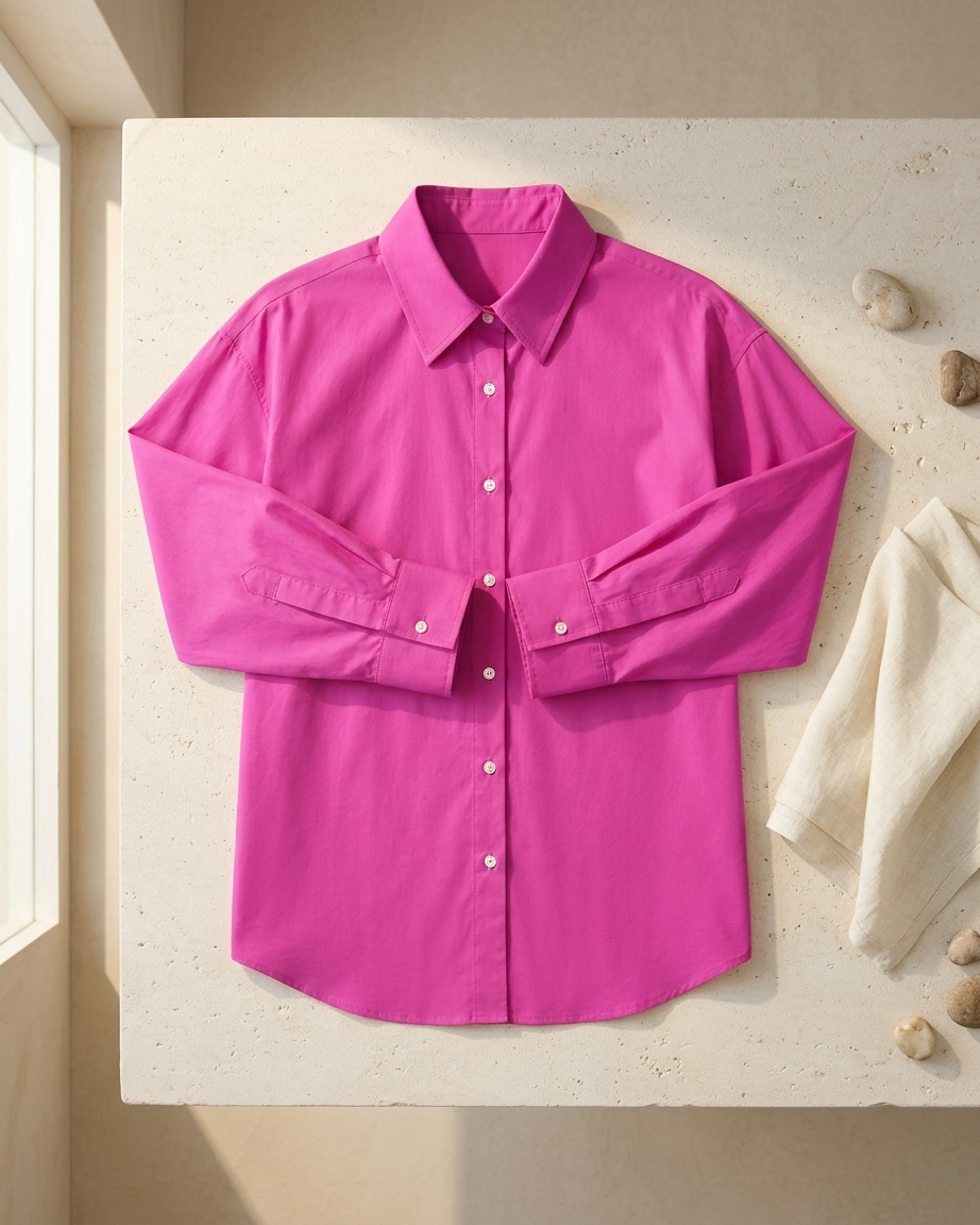 Hot Pink Essential Long Sleeve Oversized Shirt