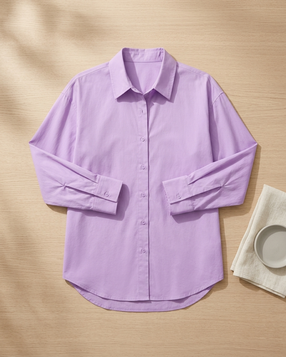 Lavender Essential Long Sleeve Oversized Shirt